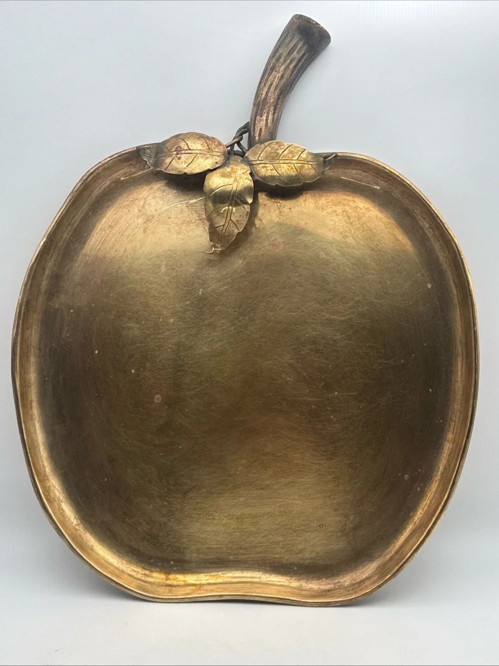 Vintage Sarreid LTD Brass Apple Tray Leaves Spain 2319 13”